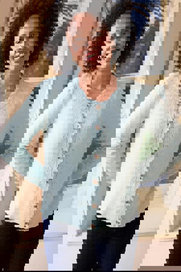 Layla Pointelle Knit Cardigan Pine Green | Lily and Me Clothing