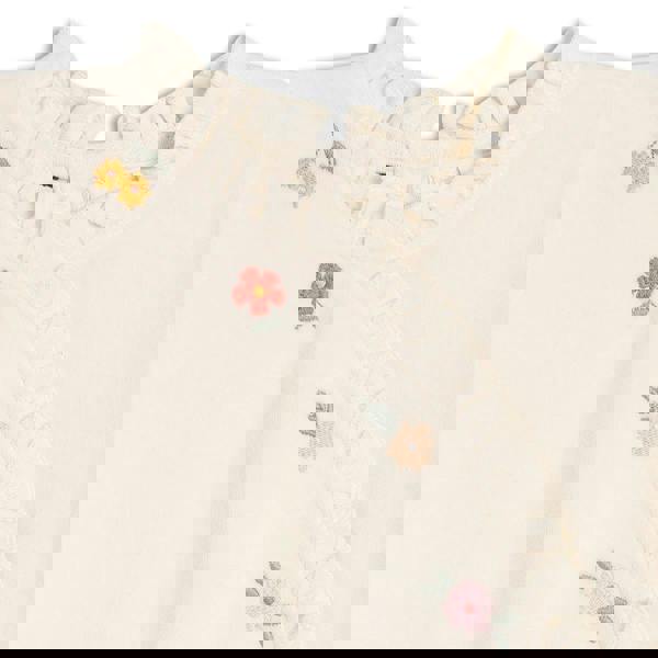 Baby Girls Velour Embroidered Sleepsuit & Toy, Cream - Minicuddles