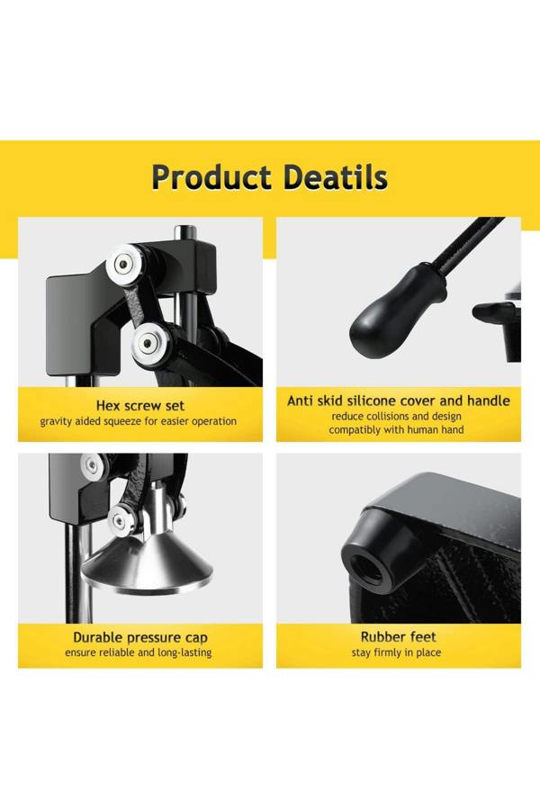 Dyzi Heavy Duty Manual Citrus Juicer Press Cast Iron Lemon Squeezer Black