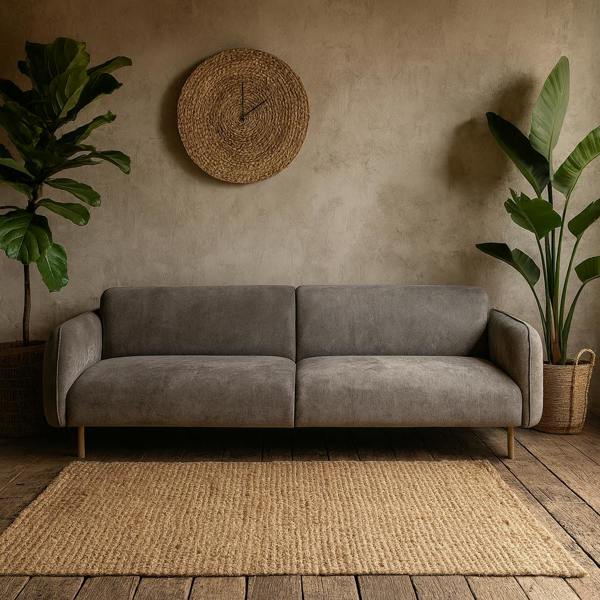 Wyld Haus Cambridge 3 Seater Upholstered Sofa in Fay Dusty Brown Fabric