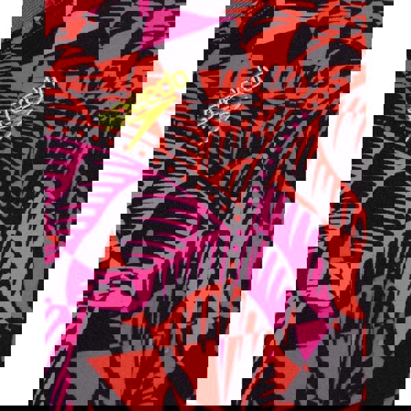 Speedo girls placement allover splashback swimsuit in black pink with tropical leaf pattern