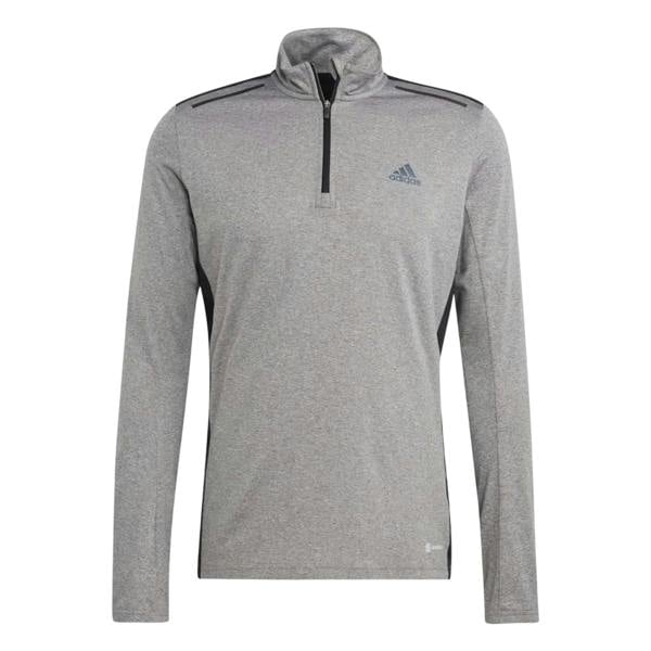 Adidas Mens Logo Quarter Zip Slim Long-Sleeved Track Top - Grey - 