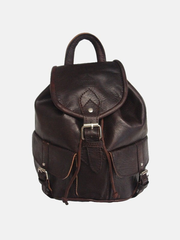 Berber Leather The Larache Small Rucksack in Dark Brown