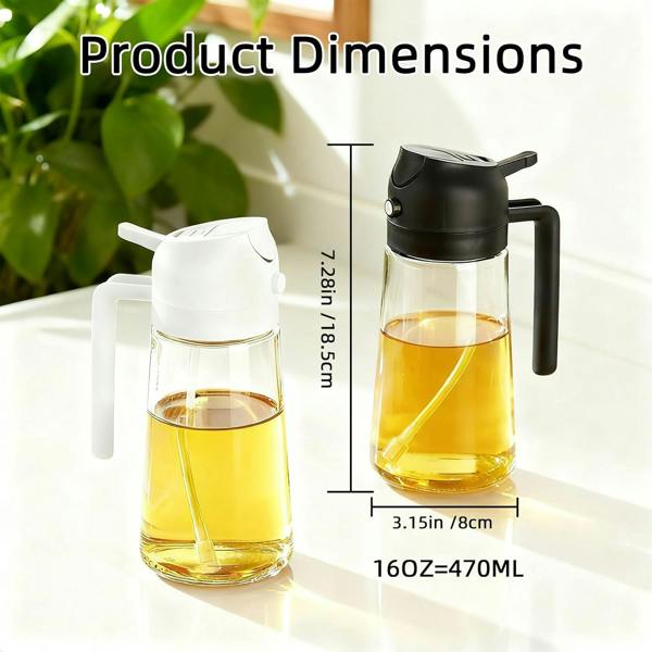 Dyzi Olive Oil Sprayer And Pourer 470ml Plastic Kitchen Bottle