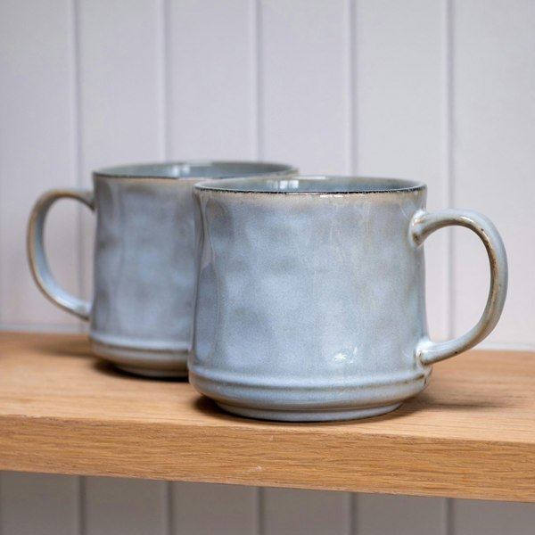 Scandi Home Set of 2 600ml Terra Fusion Grey Reactive Glaze Ceramic Mugs