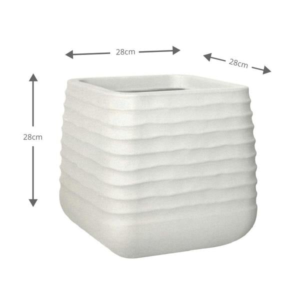 Oslo Square Ripple Plant Pot 28 x 28cm 18L - Beige