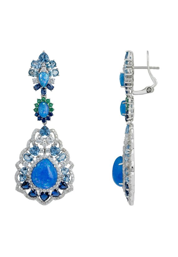 Latelita Mariana Blue Opal Drop Earrings Silver