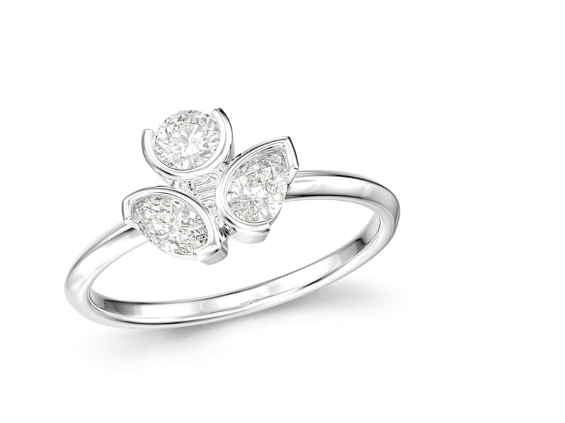 Sarah Layton Mixed Three Stone Ring, 0.51ct Laboratory Grown Diamonds - 9ct White Gold - A16.00050.9WLCM