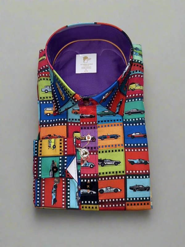FAMOUS CARS PRINT SHIRT – Premium Men's Patterned Shirt by Claudio Lugli | Bold Design, Tailored Fit, Best Printed Shirts