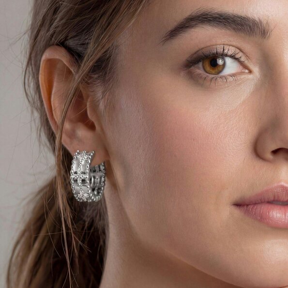 Uchi & Soto Kinmokusei Silver Bead Floral Earrings