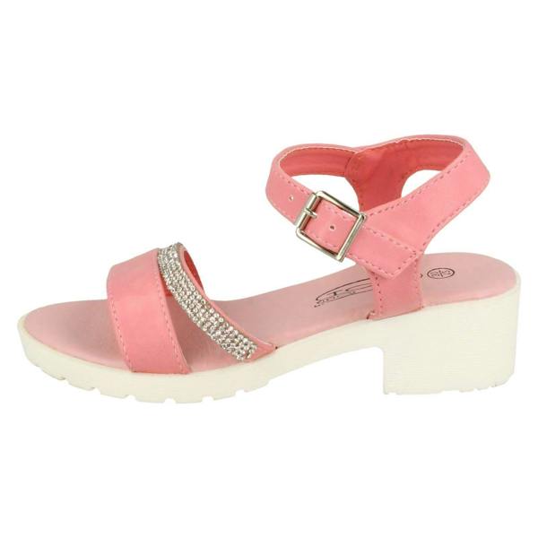 Spot On Girls Spot On Mid Heel Diamante Strap Ankle Buckle Sandal