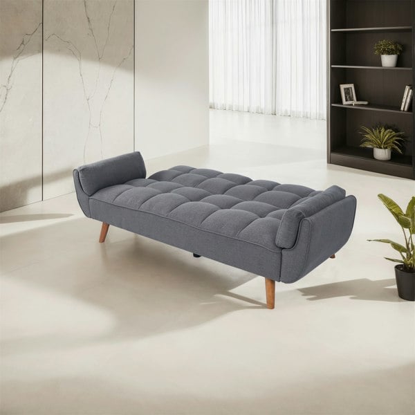 Furniture One 3 Seat Sofa Bed, 191.5CM Polyester Fabric Modern Click Clack Sofa Bed Couch Settee with Solid Wood Legs - Max Load 330LBS
