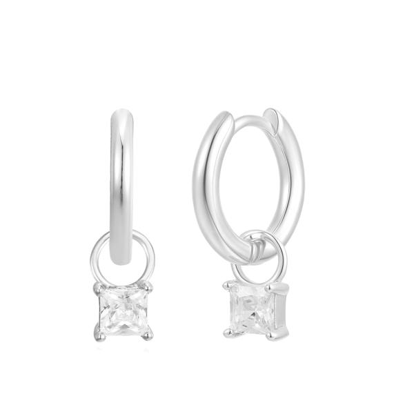 Gold Trip April Huggie Hoop Birthstone Charm Earrings