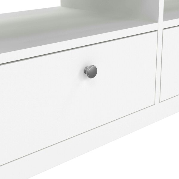 Wyld Haus Gossmere White Wooden TV Unit 3 Drawers Silver Handles