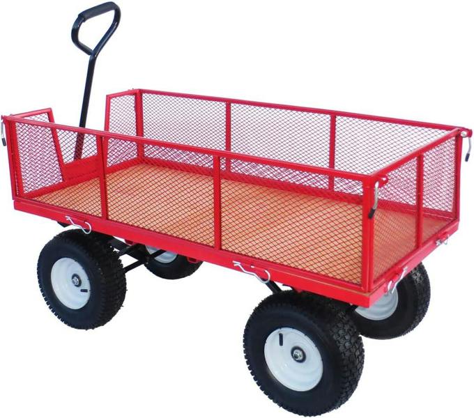 LiftMate Heavy Duty Garden Trolley Cart Wagon Truck with Folding Sides & Standard Plywood Deck, 350kg Capacity