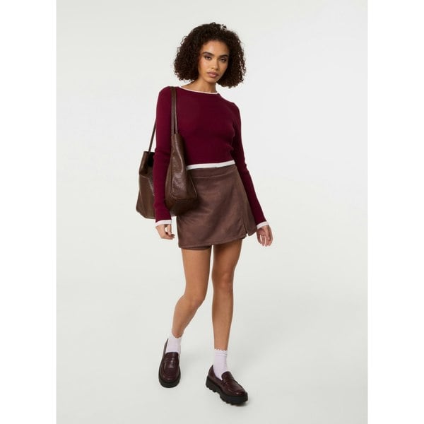 Pink Vanilla Suede Skort Slit Skirt