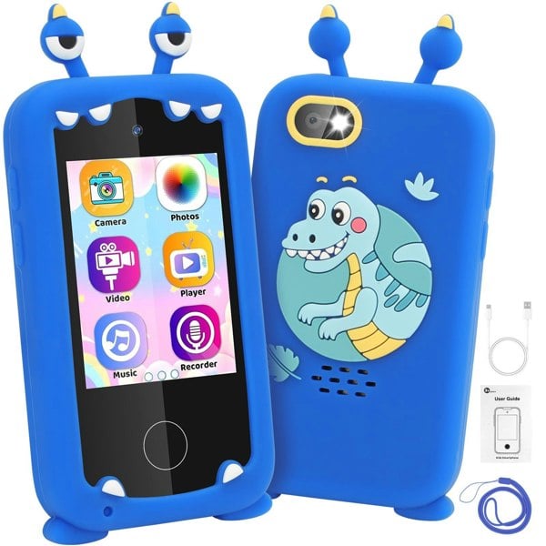 deAO Toys Kids Smart Phone Toy with 22 Educational Apps Multi-Function Learning Device with Camera, Music, Games, and 15 Customizable Wallpapers