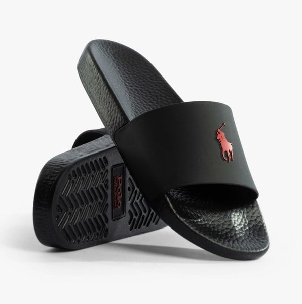 Polo Ralph Lauren POLO SLIDE Mens Sandals Black/Red