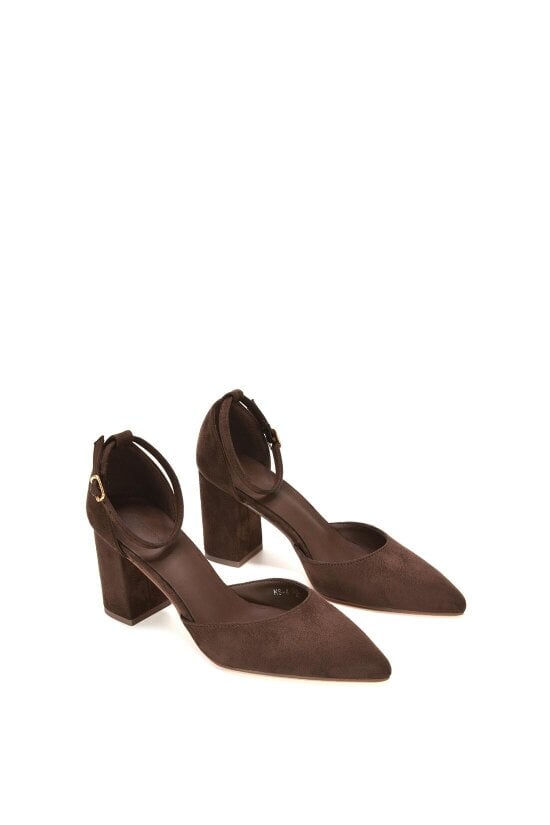 XY LONDON Ankle Strap Block Heel Court Shoes
