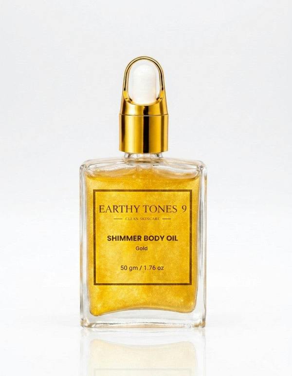 Earthy Tones 9 shimmer body oil 50ml bottle.