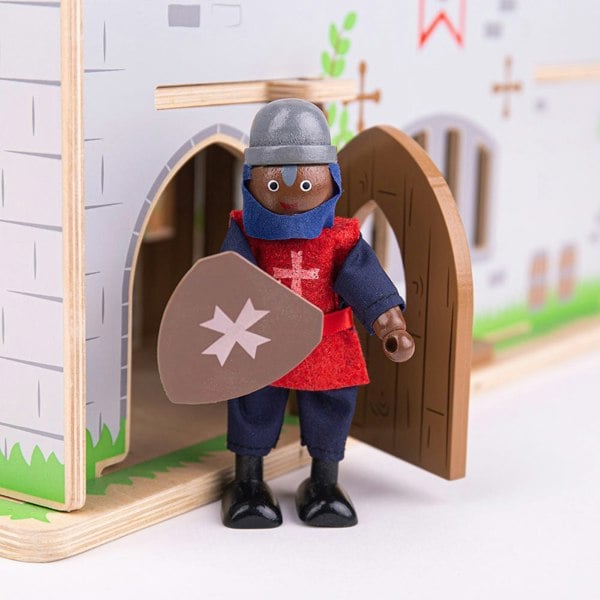 Bigjigs Toys Wooden King George's Castle Bundle With Knights And Royal Family Dolls