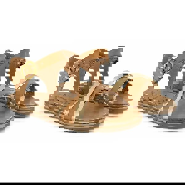 Blowfish Malibu Monti-B - Women's Tan Strappy Buckle Wedge Sandals