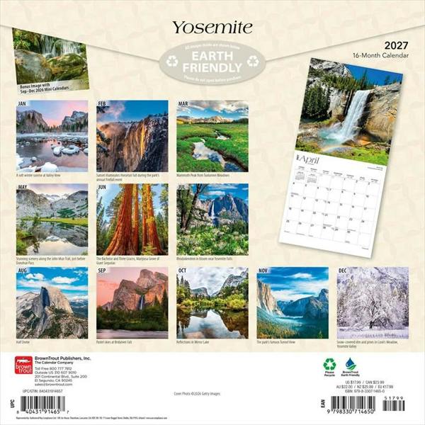 Yosemite Calendar 2027, Wall Calendars, Month To View, Travel, Gift