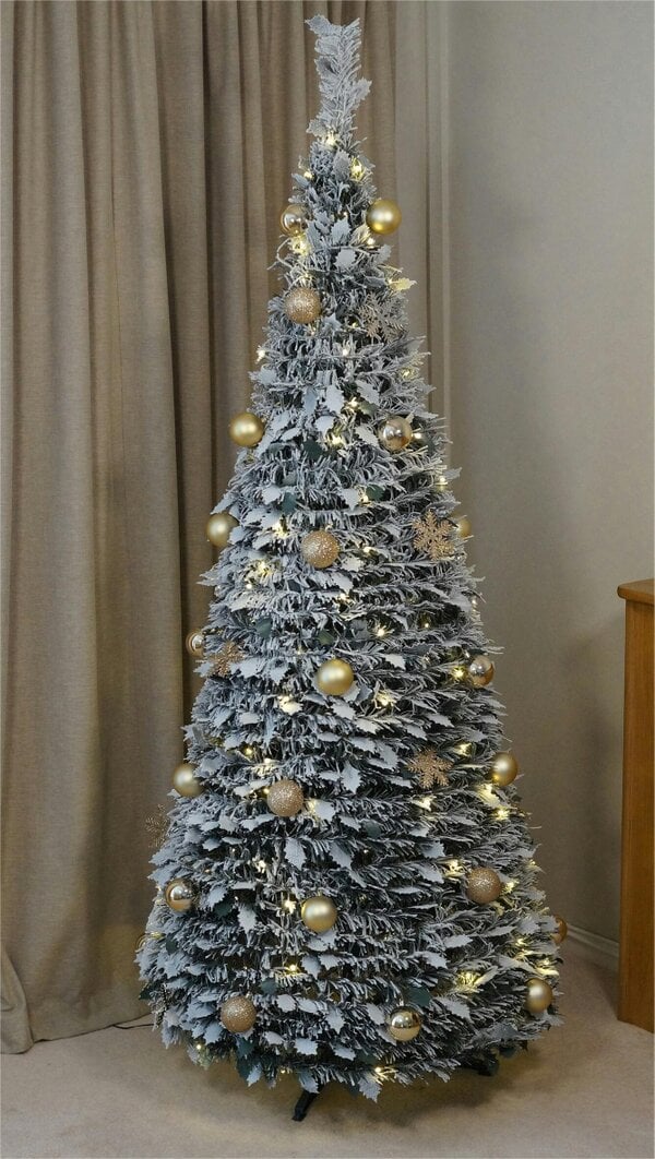 Scotts of Stow Xmas Haus PreLit Led Pop Up Gold Decor Xmas Tree