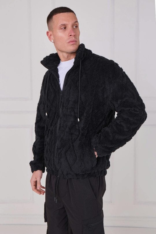Luxe Textured Faux Fur Zip Jacket