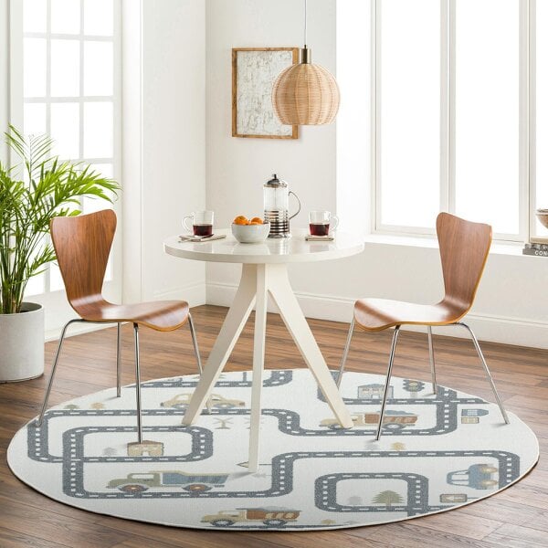 Livabliss Lillian LLL2347 Kids Beige Grey Orange Washable Rug - 160 cm Round