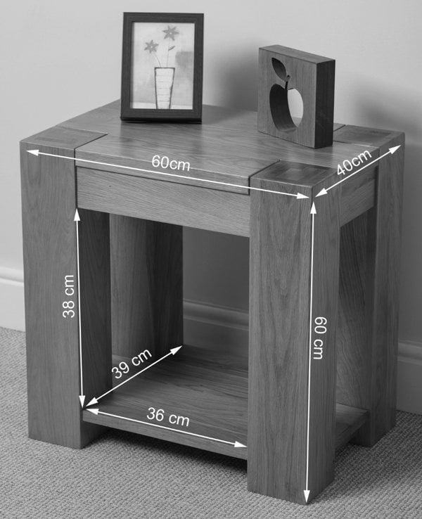 That's Furniture Kuba Solid Oak Lamp Table for Living Room
