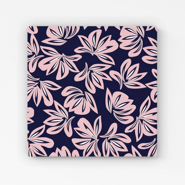 Warren Reed Pink Navy Floral Botanical Pattern Canvas