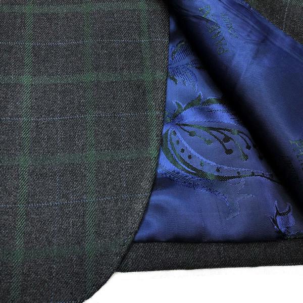 Grey & Green Check 2 Button 3-piece Suit - Pamoni