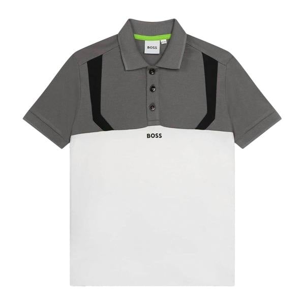 Boss Childrens/Kids Colour Block Short-Sleeved Polo Shirt - Medium Grey - 