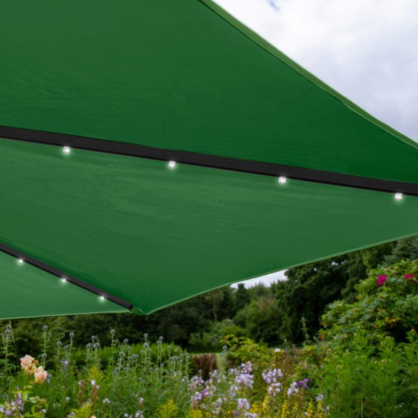 Monstershop Green 3m LED Cantilever Parasol & Plain Base