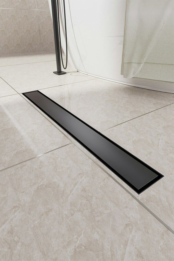 Living and Home 60cm Stainless Steel 2-in-1 Siphonic Linear Insert Shower Drain- Adjustable Height & Slope, Removable Cover, Filter & Siphon