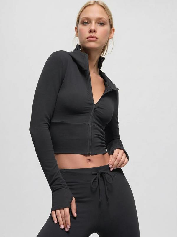 Anniou Fitted Zip Hoodie - Black