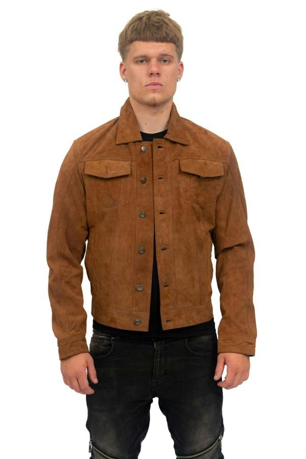Infinity Leather Mens Goat Suede Leather Jeans Jacket-Adelaide