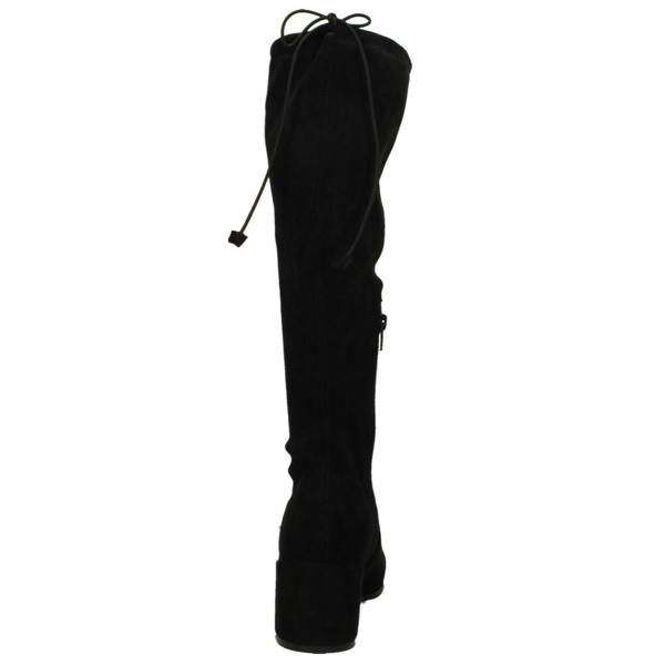 Spot On Ladies Spot On Mid Block Heel High Leg Boot with Back Tie and Inside Zip F51246