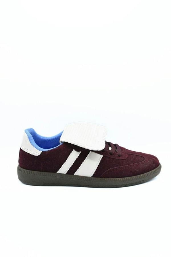 Johanna Lace-up Flip Tongue Round Toe Trainers - Wine