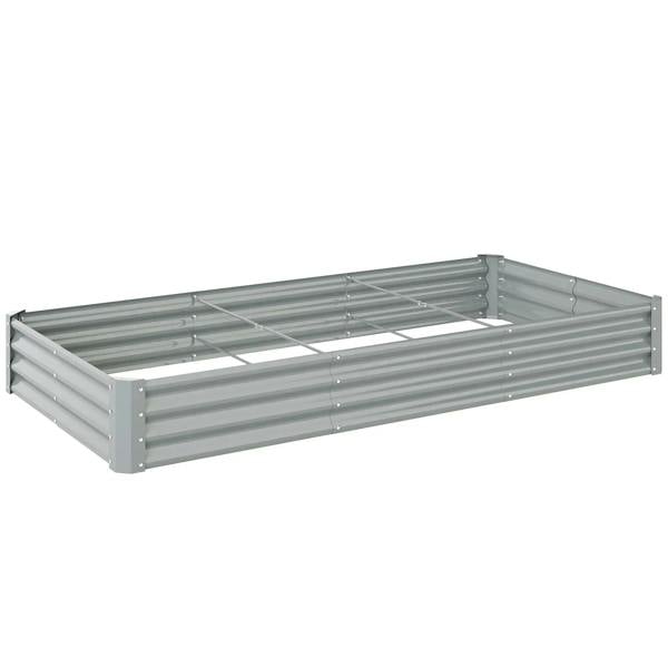 Galvanised steel open planter, silver, rectangular tray planter 240 x 120 cm