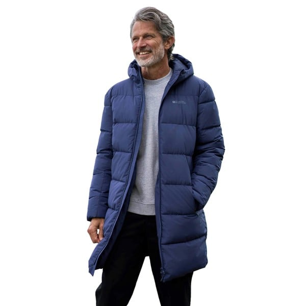 Mountain Warehouse Mens Vortex Longline Padded Jacket - Navy - S - Navy