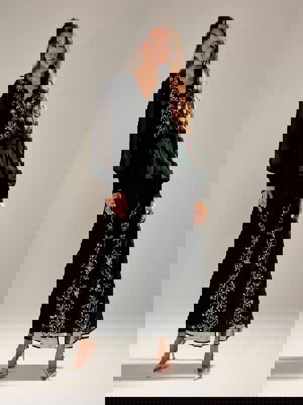 GWD Floral Dark Green Embellished Sparda Top