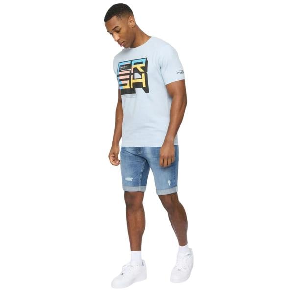 Crosshatch Mens Riptrey Denim Distressed Shorts - Blue - 