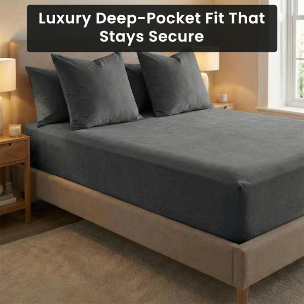 Smart Living 100% Brushed Cotton Flannelette Luxury 32cm Deep Fitted Sheet - Charcoal