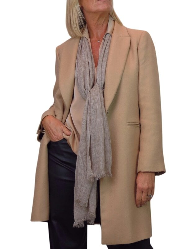 Paulo Due Lightweight Two Tone Crinkle Shawl Scarf - Beige