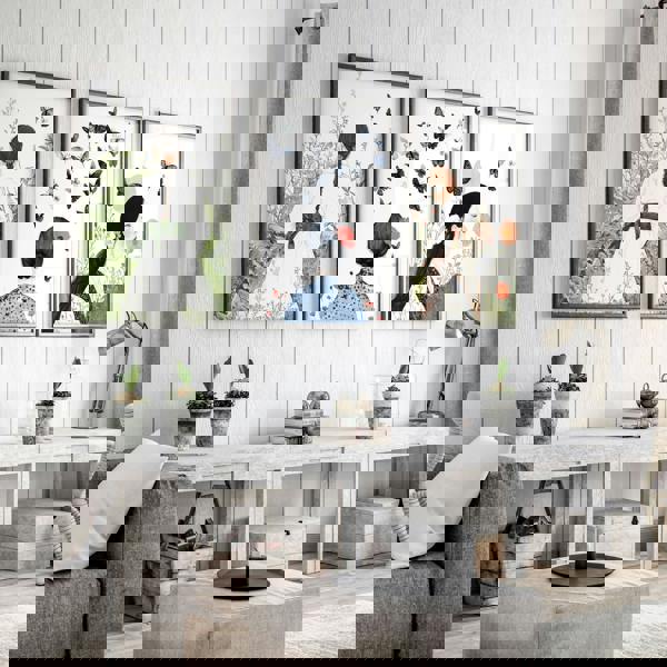 Canvas Pictures For Living Room | Set of 3 Boho Women Wall art Prints