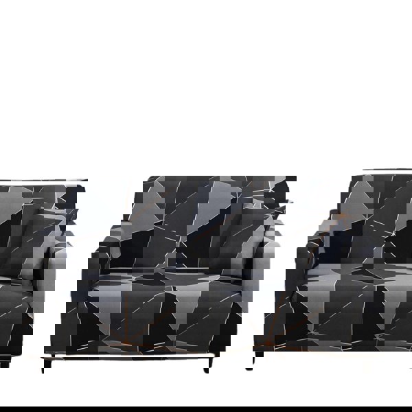 Anyhouz Anyseat 4 Seater Sofa Cover Gray Triangular Geometric Style and Protection For Living Room Sofa Chair Elastic Stretchable Slipcover