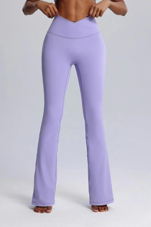 Anniou Crossover Flared Yoga Leggings