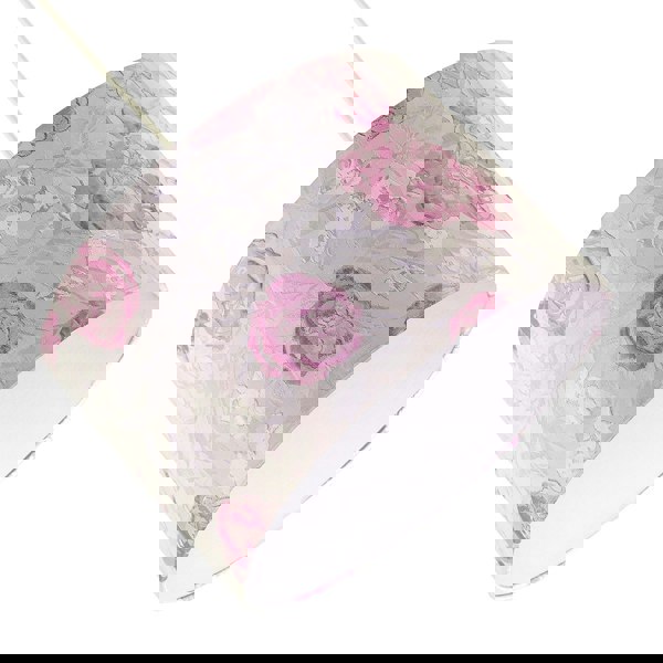 Modern Lilac Floral Textured Jacquard Drum Lamp Shade with Pink Roses Image 5